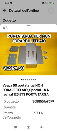 Porta targa vespa senza - porta, 50